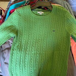 a fitted, green jacket